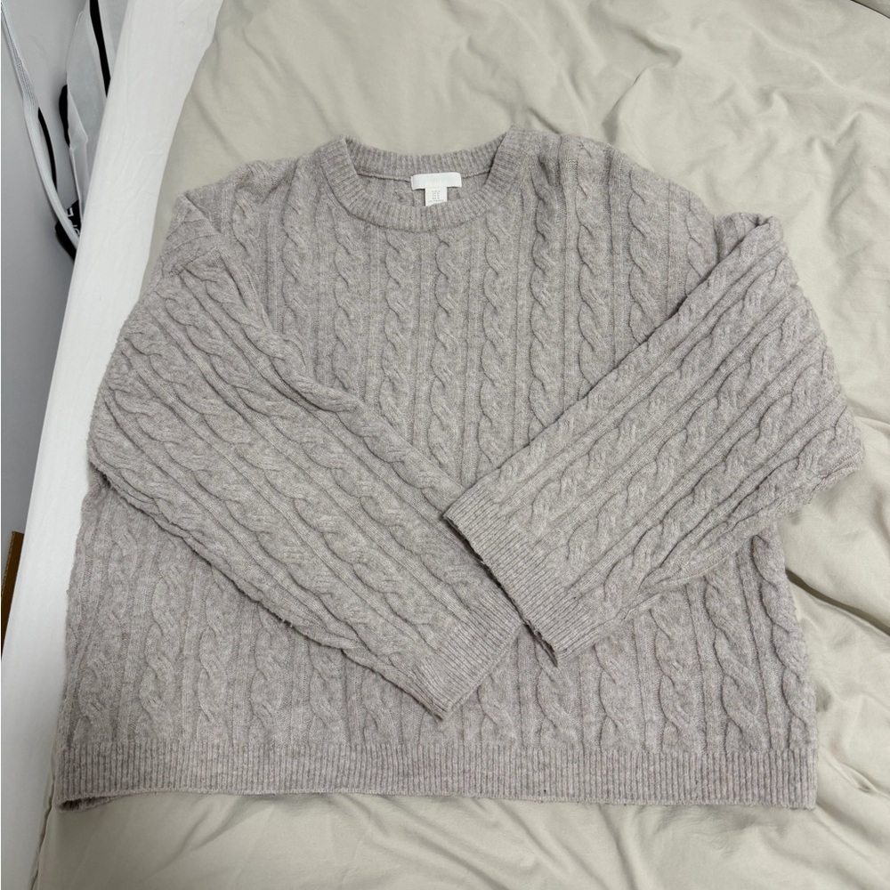 Grey Cable Knit Sweater
